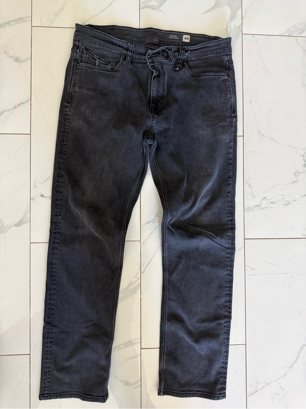 Volcom Men's Slim Straight Jeans in Charcoal Black